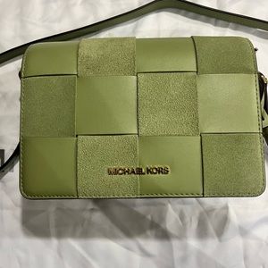 Michael Kors Mercer Small Woven Faux Leather and Suede Crossbody Bag Purse NWT